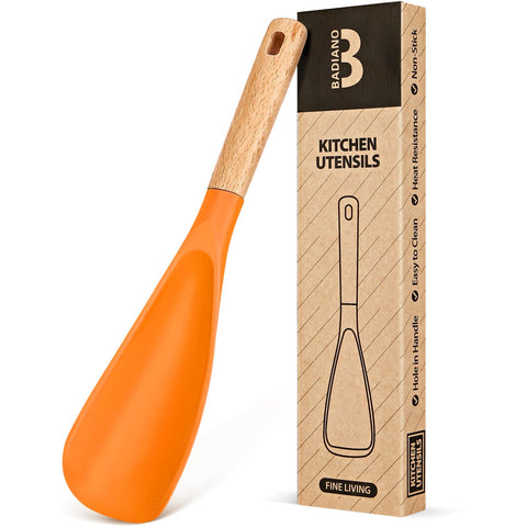 Badiano cooking spoon heat-resistant orange handle for versatile stirring and serving.