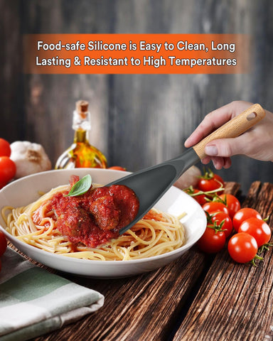 Badiano silicone spoon is gentle on non-stick cookware to prevent scratches