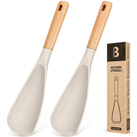 Badiano cooking spoon with heat-resistant head for safe stirring on nonstick cookware.