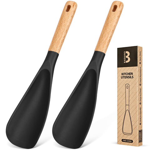 Badiano cooking spoon with wooden handle for precise stirring on nonstick surfaces.