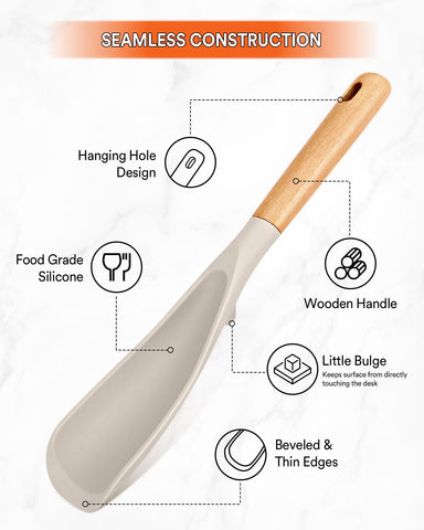 Badiano smooth-edge spoon glides on nonstick surfaces, preventing scratches.