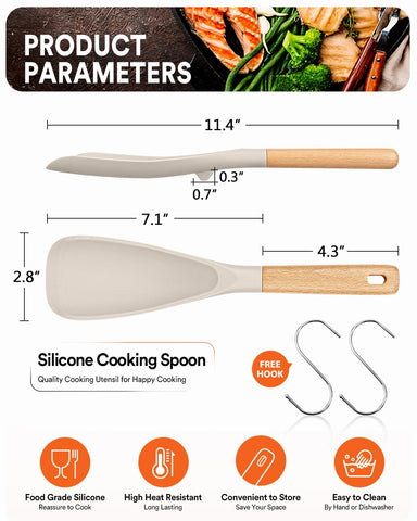 Badiano wooden-handle spoon offers ergonomic grip for comfortable long cooking sessions.