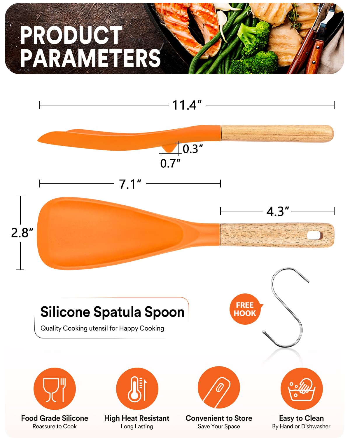 Badiano cooking spoon wood-handle ergonomic for comfortable, controlled grip.