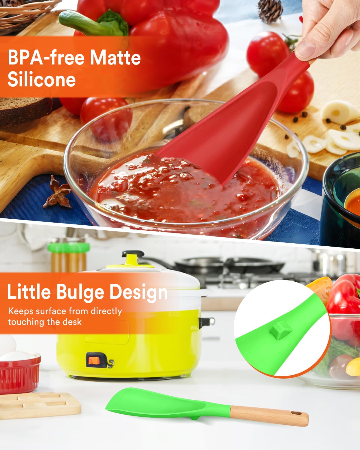 Badiano silicone spoon cleans quickly with a rinse after cooking.