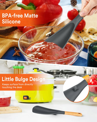 Badiano 11.4-inch spoon showcasing ergonomic grip during mixing and scooping