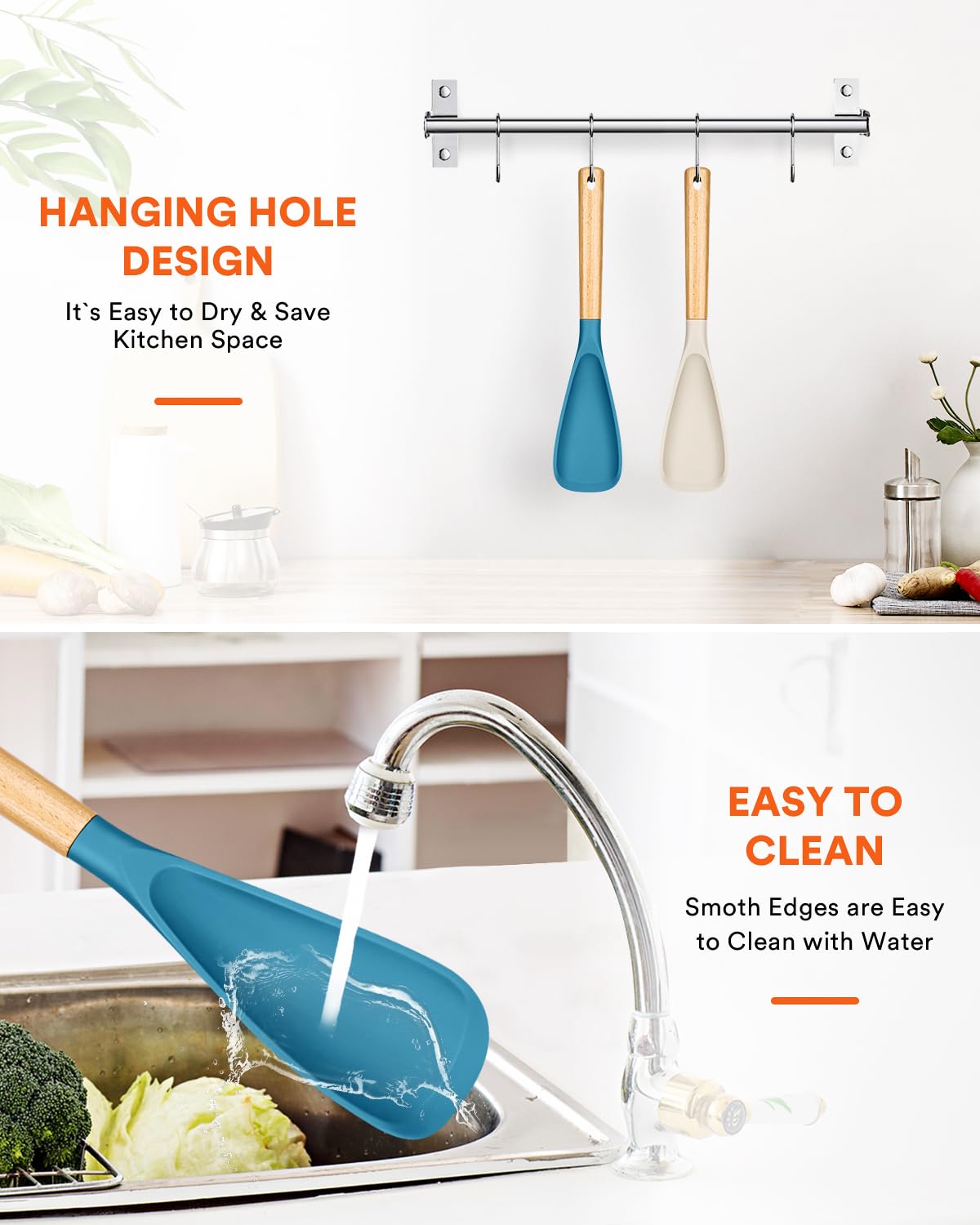 Badiano khaki-turquoise spoon combining style with practical serving