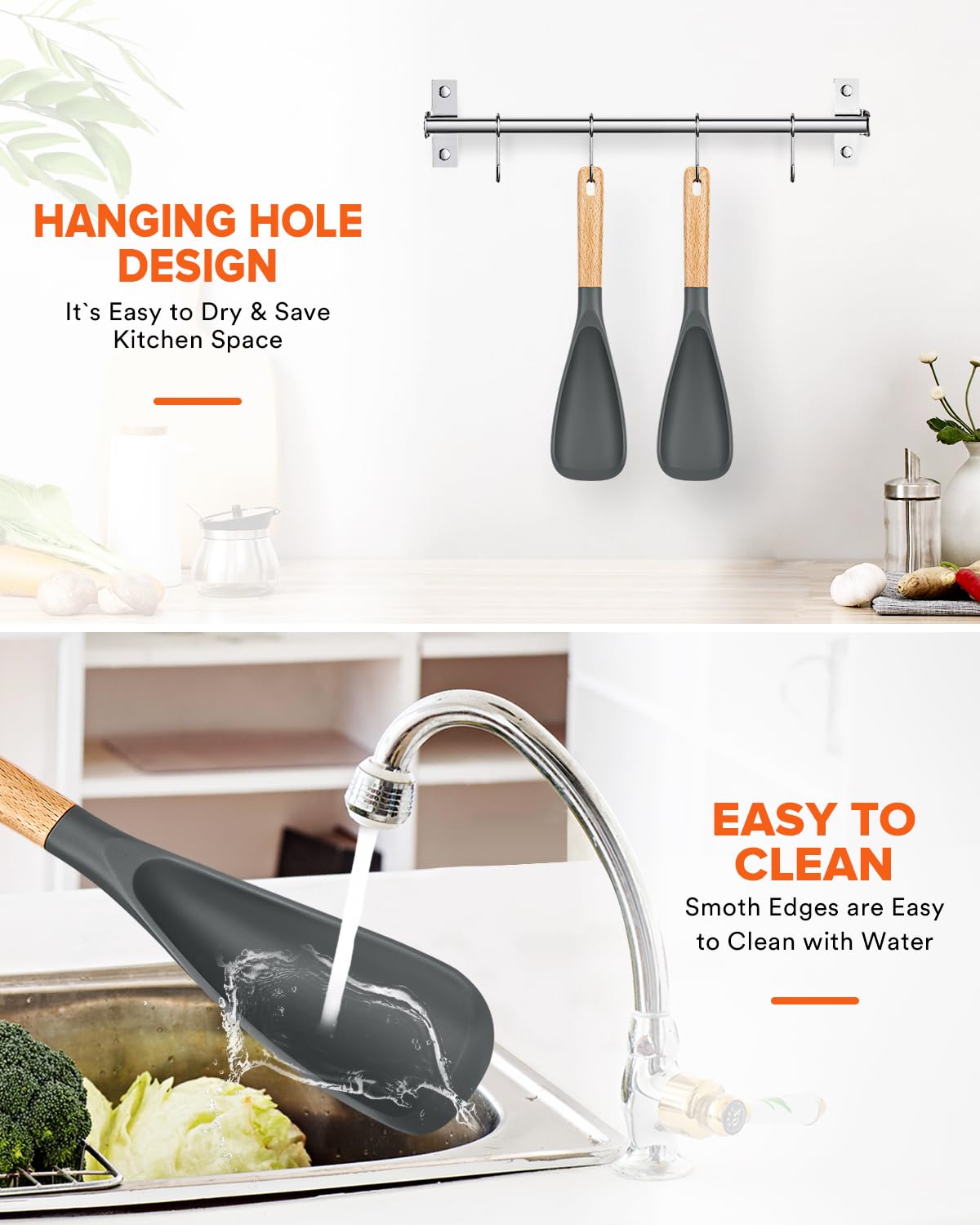 Badiano nonstick-friendly spoon used for serving and scraping sauces