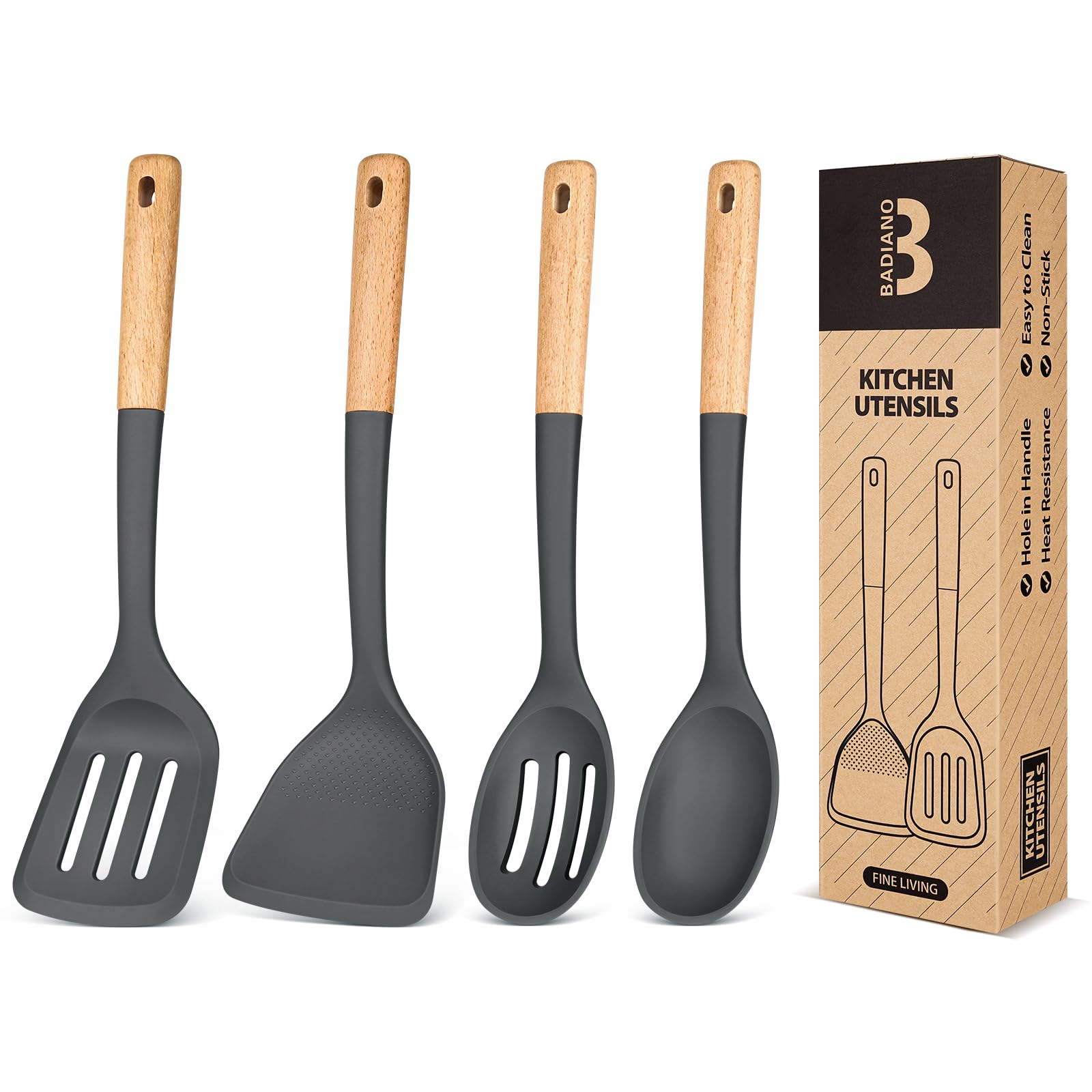 Badiano silicone frying turner for nonstick pans with heat resistance