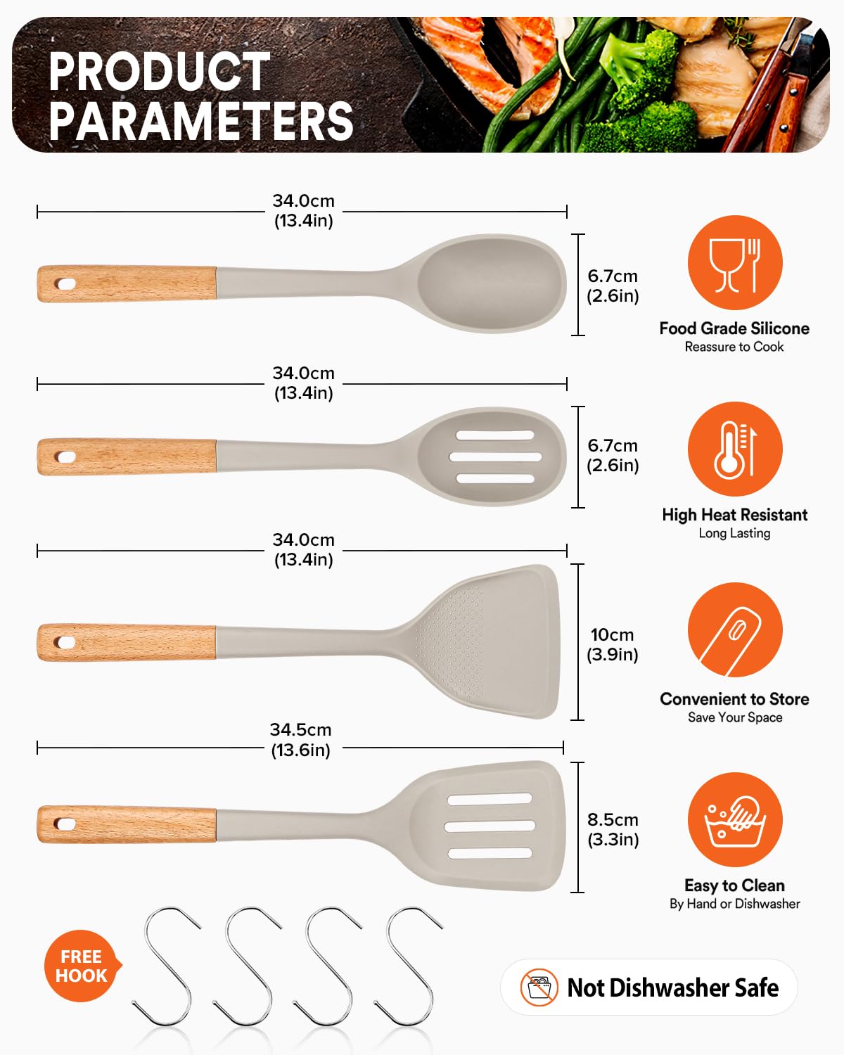 Badiano silicone serving spoon for safe, even serving.