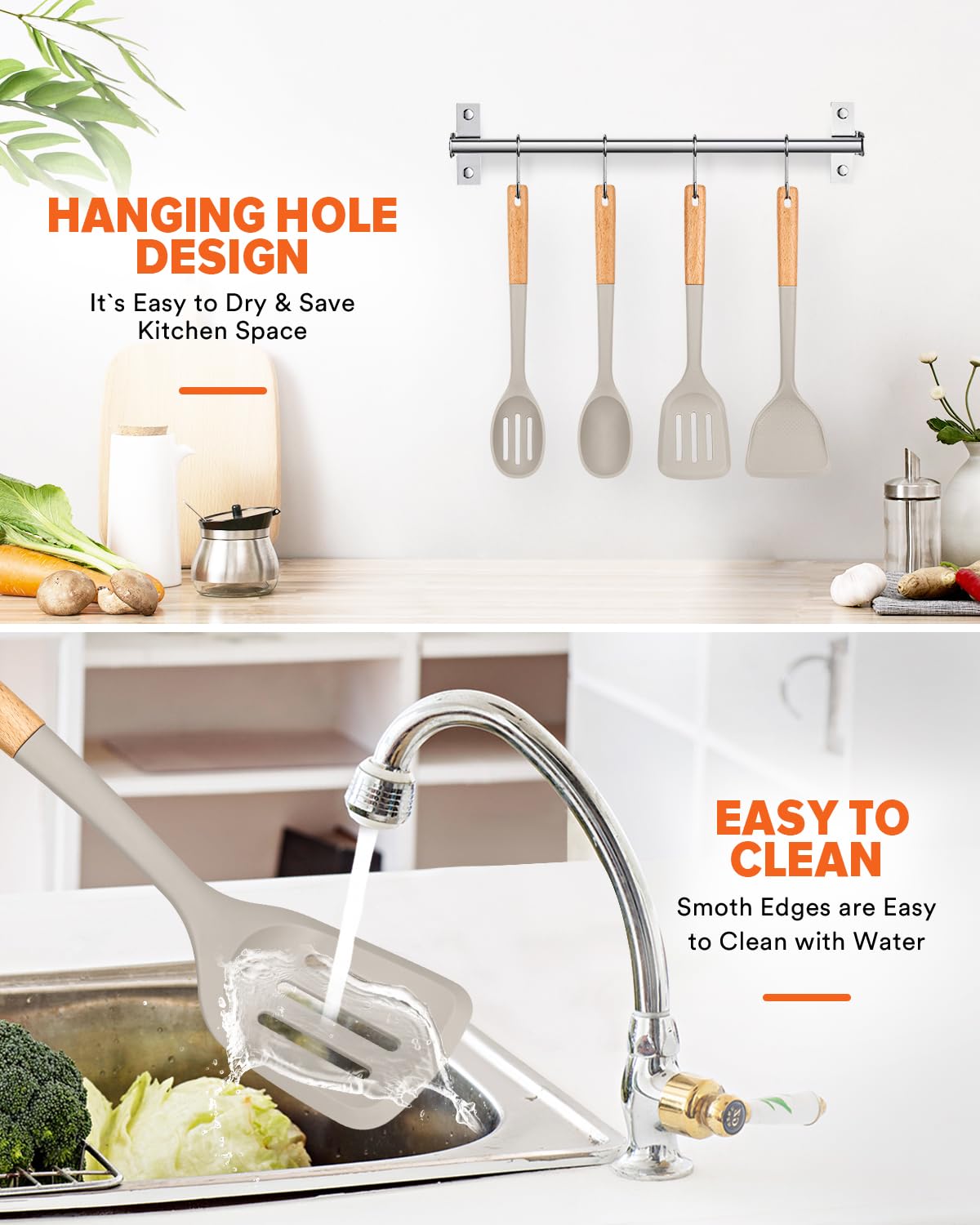 Badiano utensils protect nonstick cookware with smooth edges.