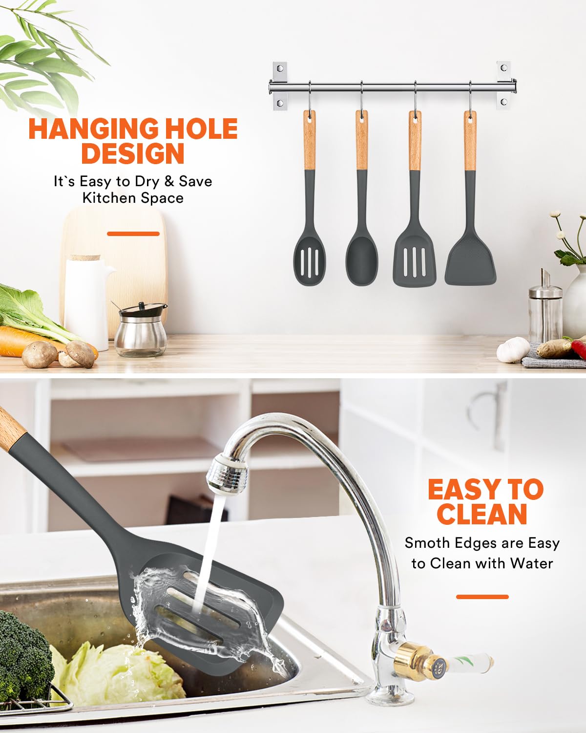 Badiano wood-handled design stays cool for comfortable cooking grip