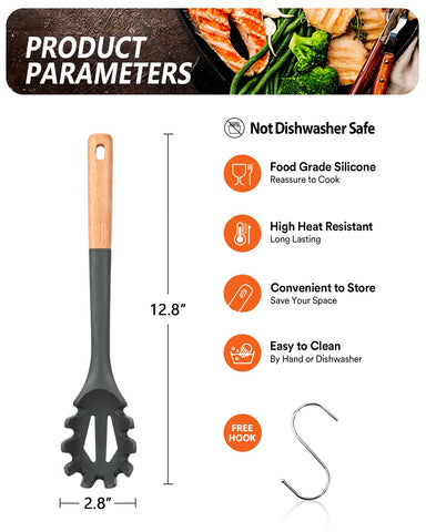Badiano Silicone Pasta Fork nylon-core durability resists rust and bending during busy meals