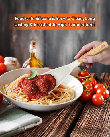 Badiano wooden-handle spoon shown in use for precise control and reduced fatigue.