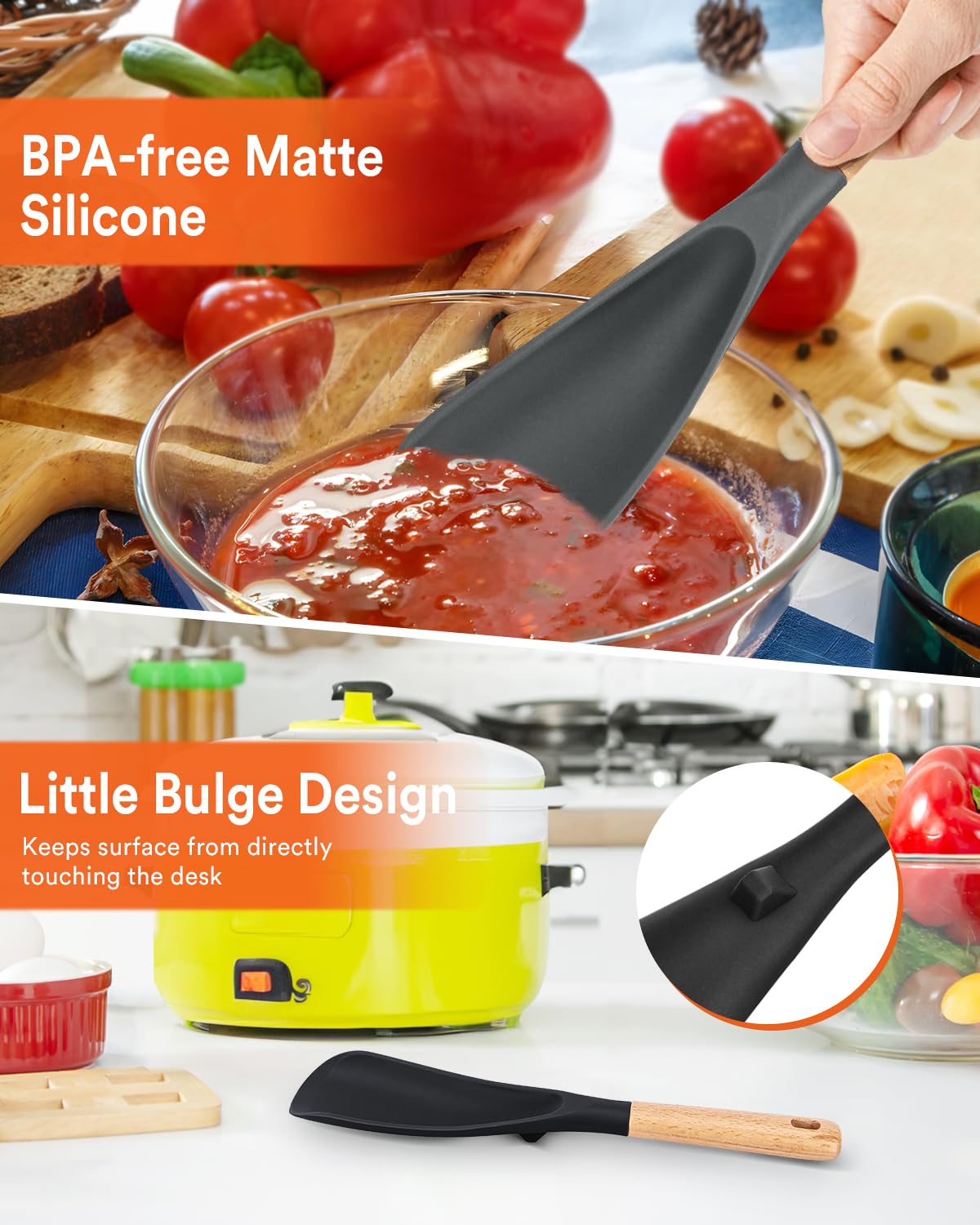Badiano silicone spoon gentle on nonstick surfaces, preventing scratches during cooking.