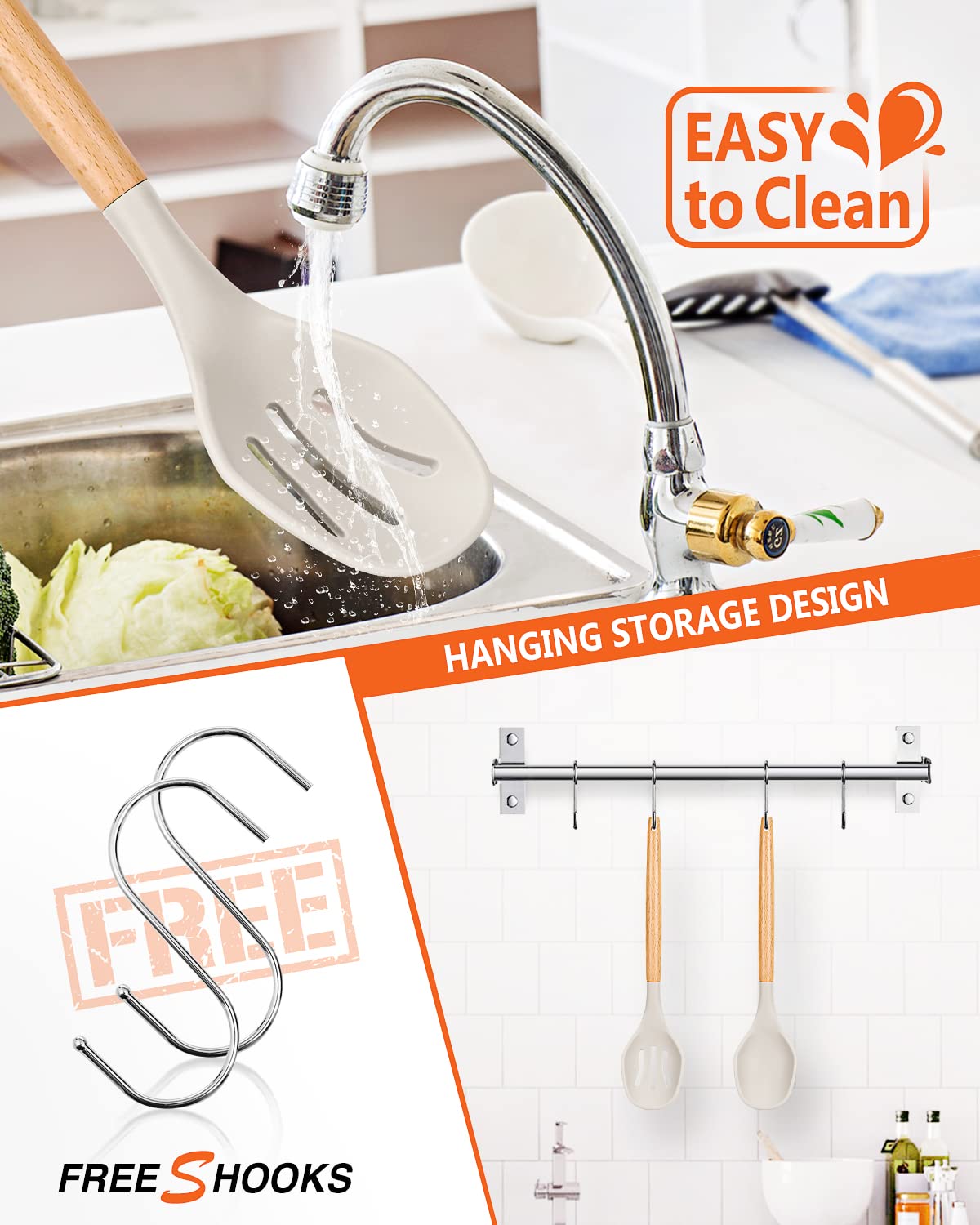 Badiano BPA-free food-grade silicone spoon set durable and rust-free