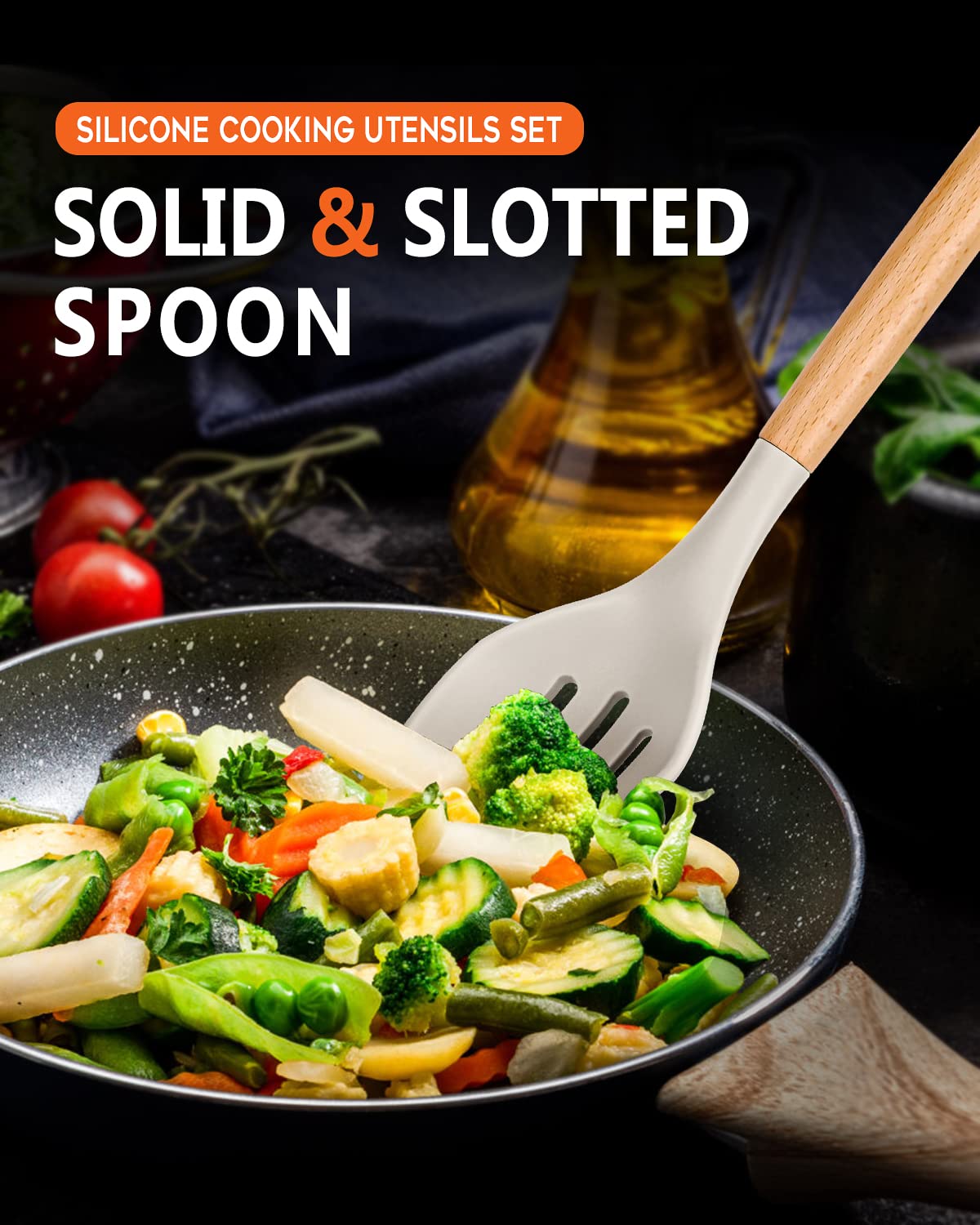 Badiano slotted spoon drains liquids while serving sauces