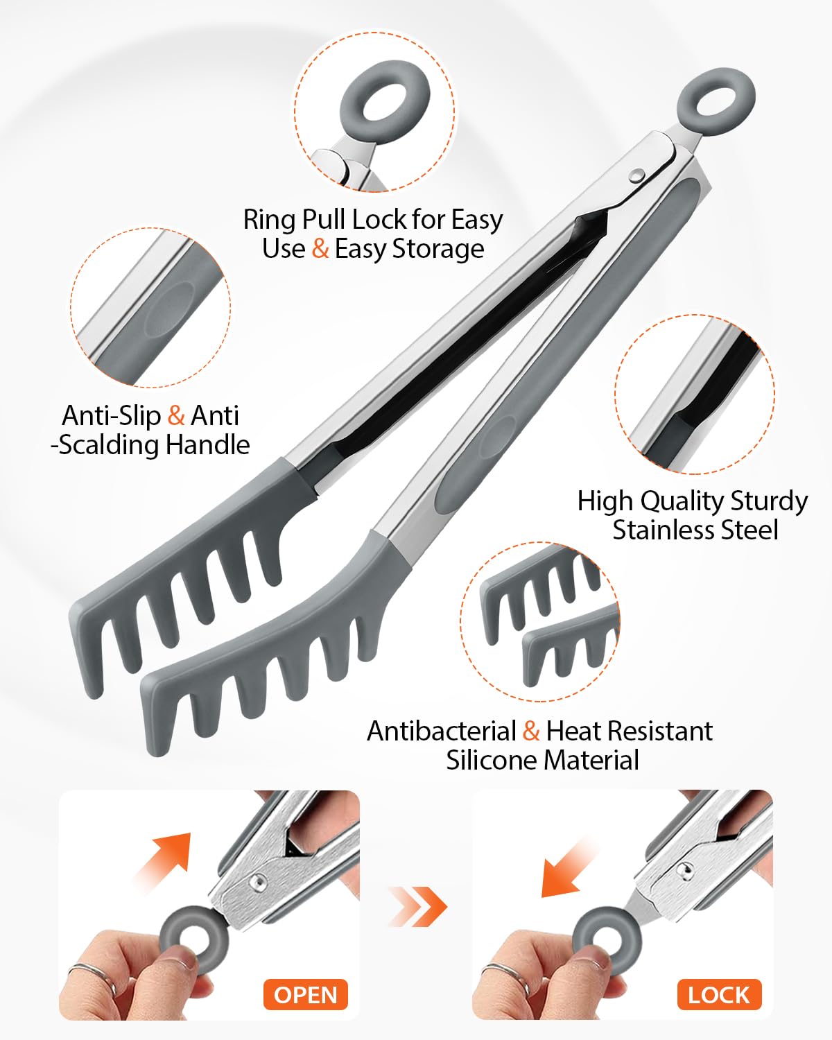 Badiano stainless steel spaghetti spoon with teeth for quick pasta retrieval and draining.