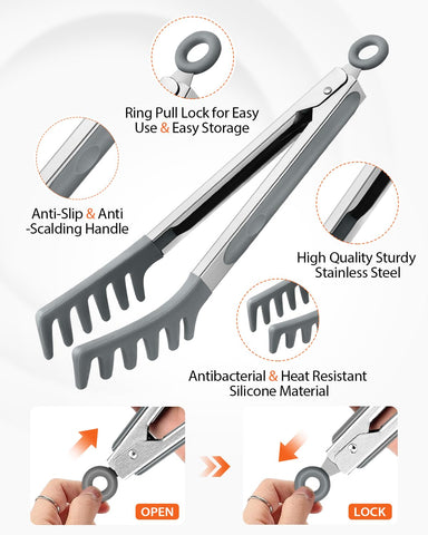 Badiano stainless steel spaghetti spoon with teeth for quick pasta retrieval and draining.