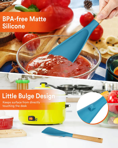 Badiano soft-edged silicone spoon prevents scratches on nonstick pots.