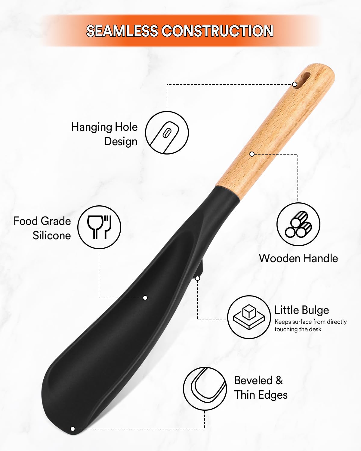 Badiano spoon—silicone with smooth edges prevents scratches on nonstick cookware.
