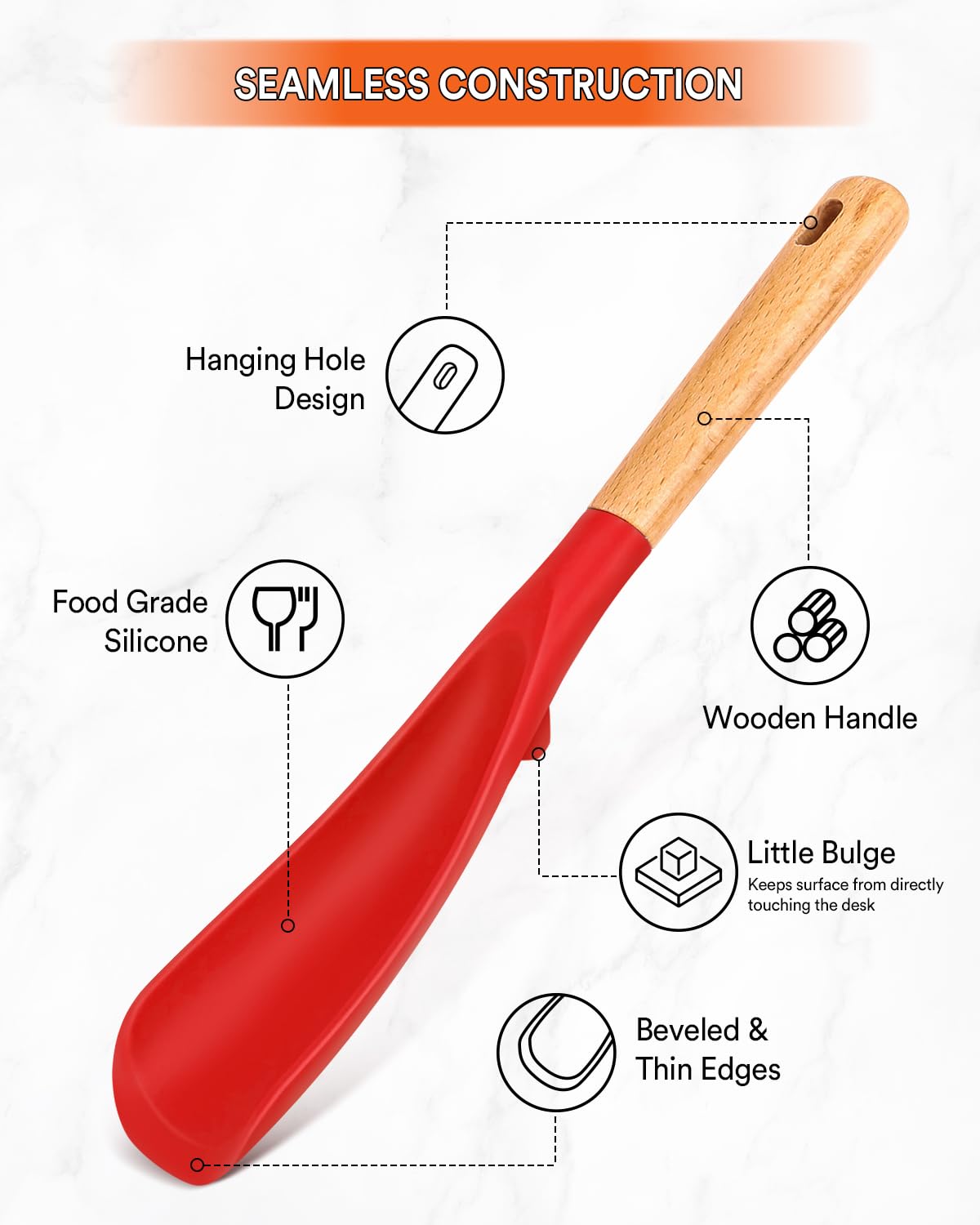 Badiano spoon in action, stirring and scooping from hot pans.