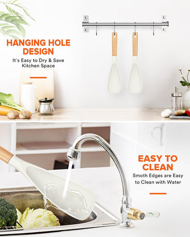 Badiano reusable 2-pack white spoons for stirring, scooping, and scraping