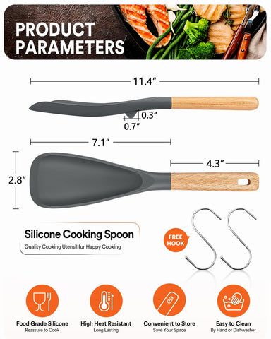 Badiano wood-handle spoon detail, comfortable grip reduces hand fatigue during long cooking