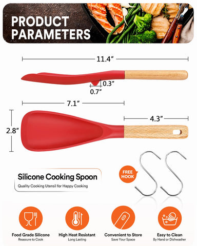 Badiano wood-handle cooking spoon showing ergonomic grip for comfort.