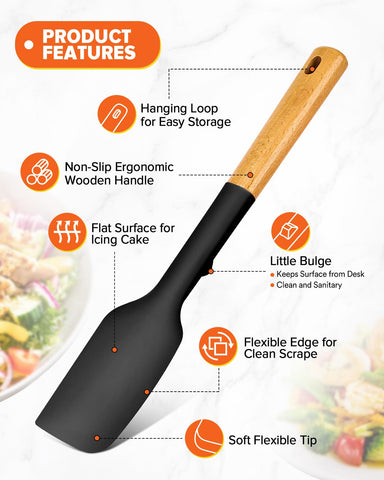 Badiano wooden-handle spoonula offers comfortable control during mixing.