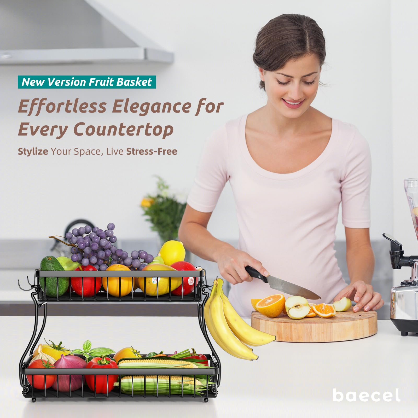 baecel detachable fruit bowl with two trays for flexible kitchen storage