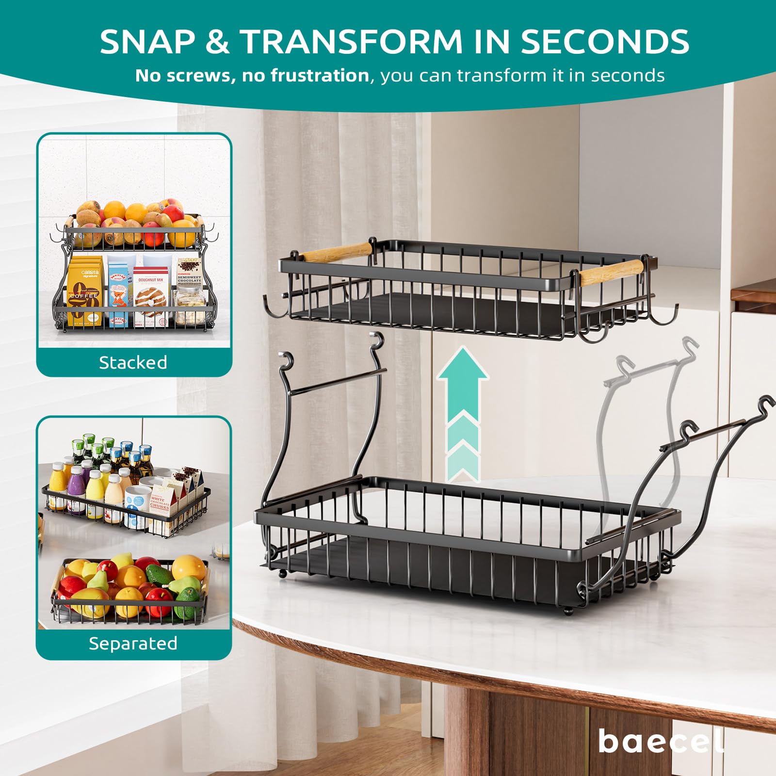 baecel premium materials and wooden handles enhance durability and elegance