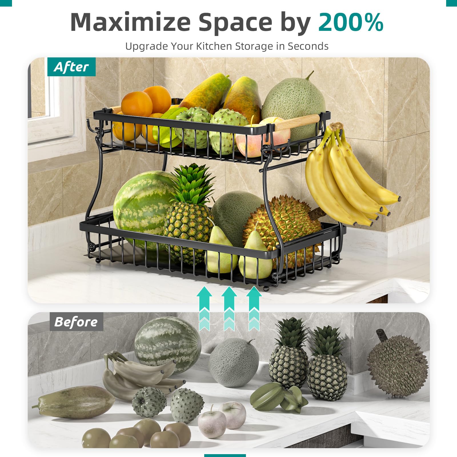 baecel versatile storage for fruits, vegetables, bread, and snacks