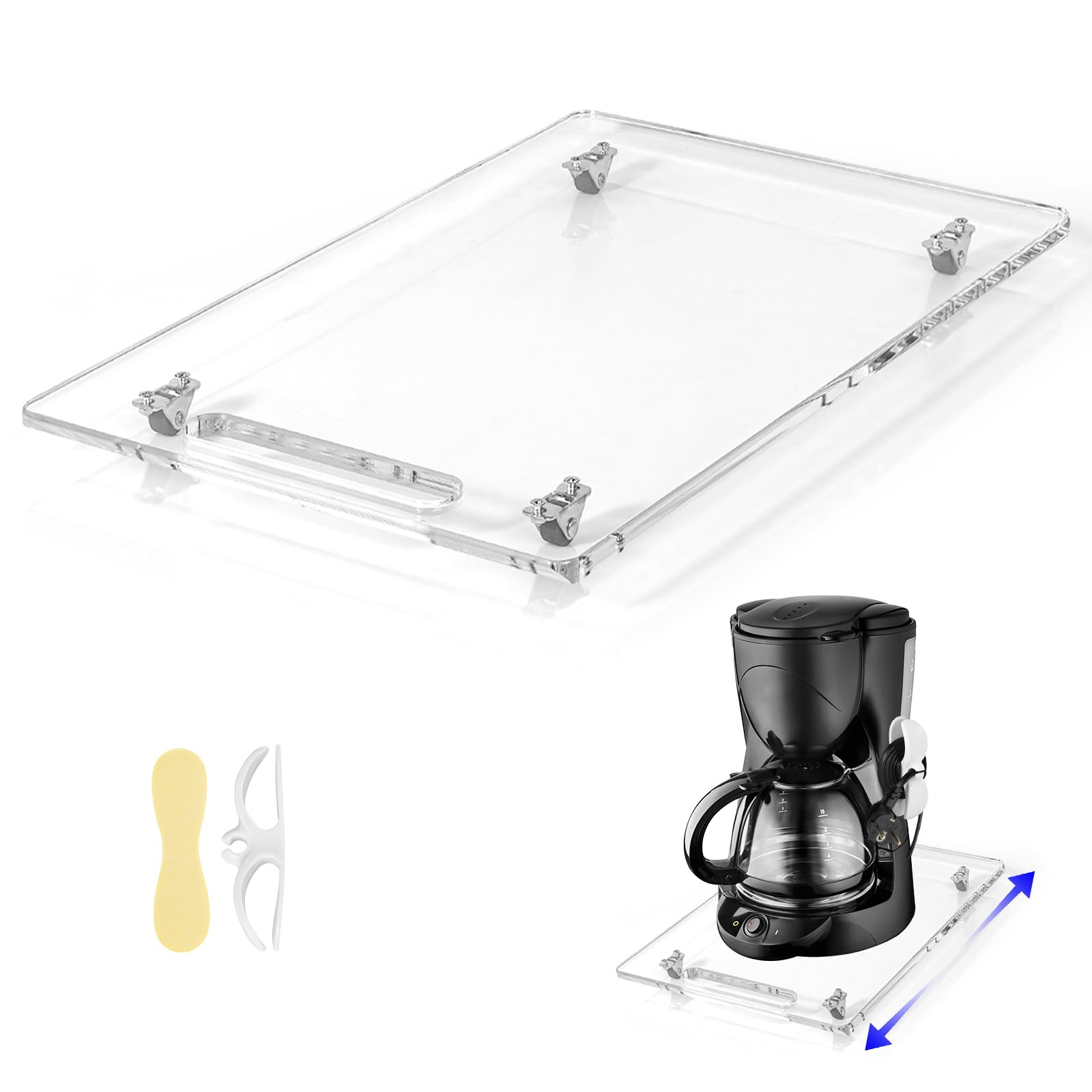 Baemin acrylic appliance slider with rubber wheels for smooth, quiet movement