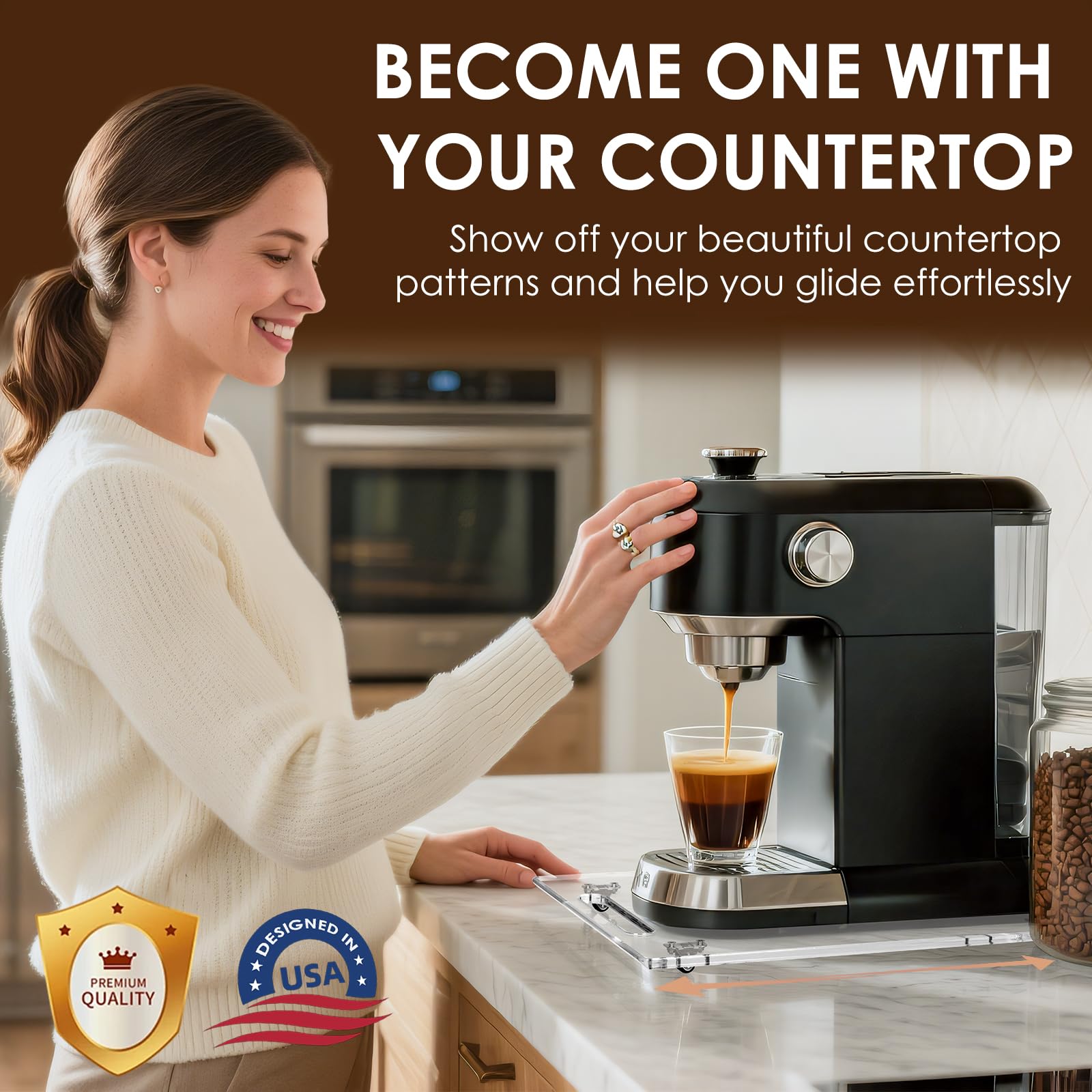 Baemin sliding tray demonstrates silent glide under the counter