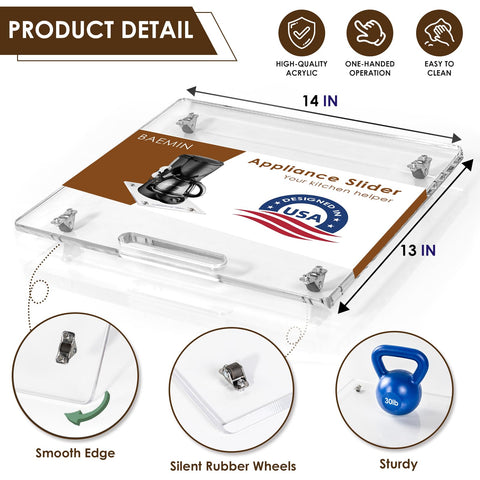 Baemin ergonomic handle on the acrylic slider for easy grip