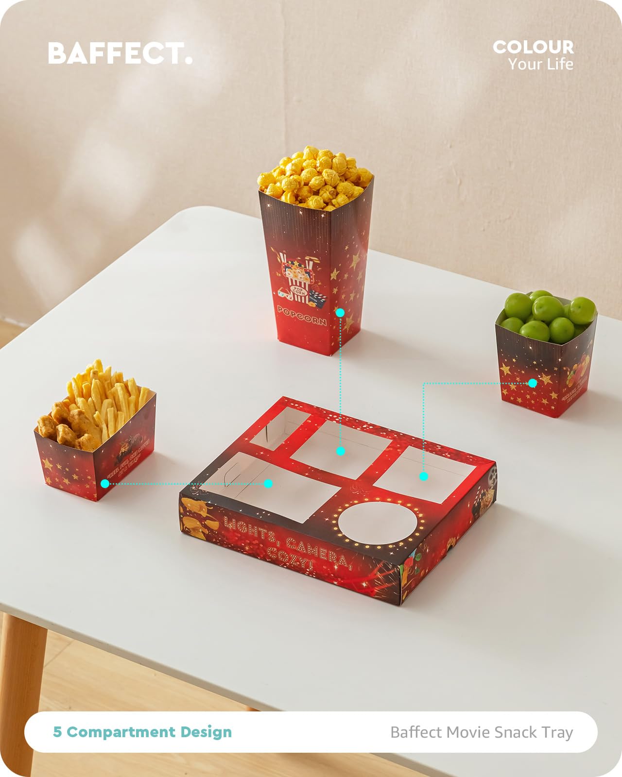 Baffect boat-shaped snack boxes for chips and dips