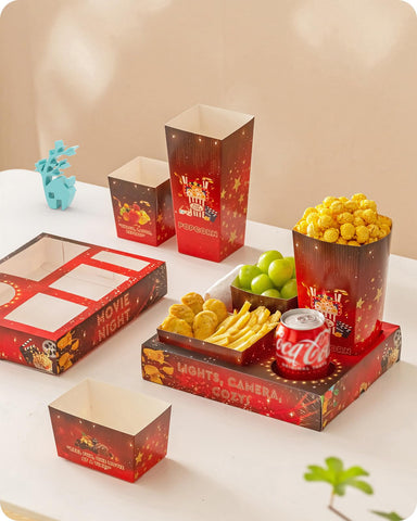 Baffect movie-night snack tray set for organized portions during family viewing
