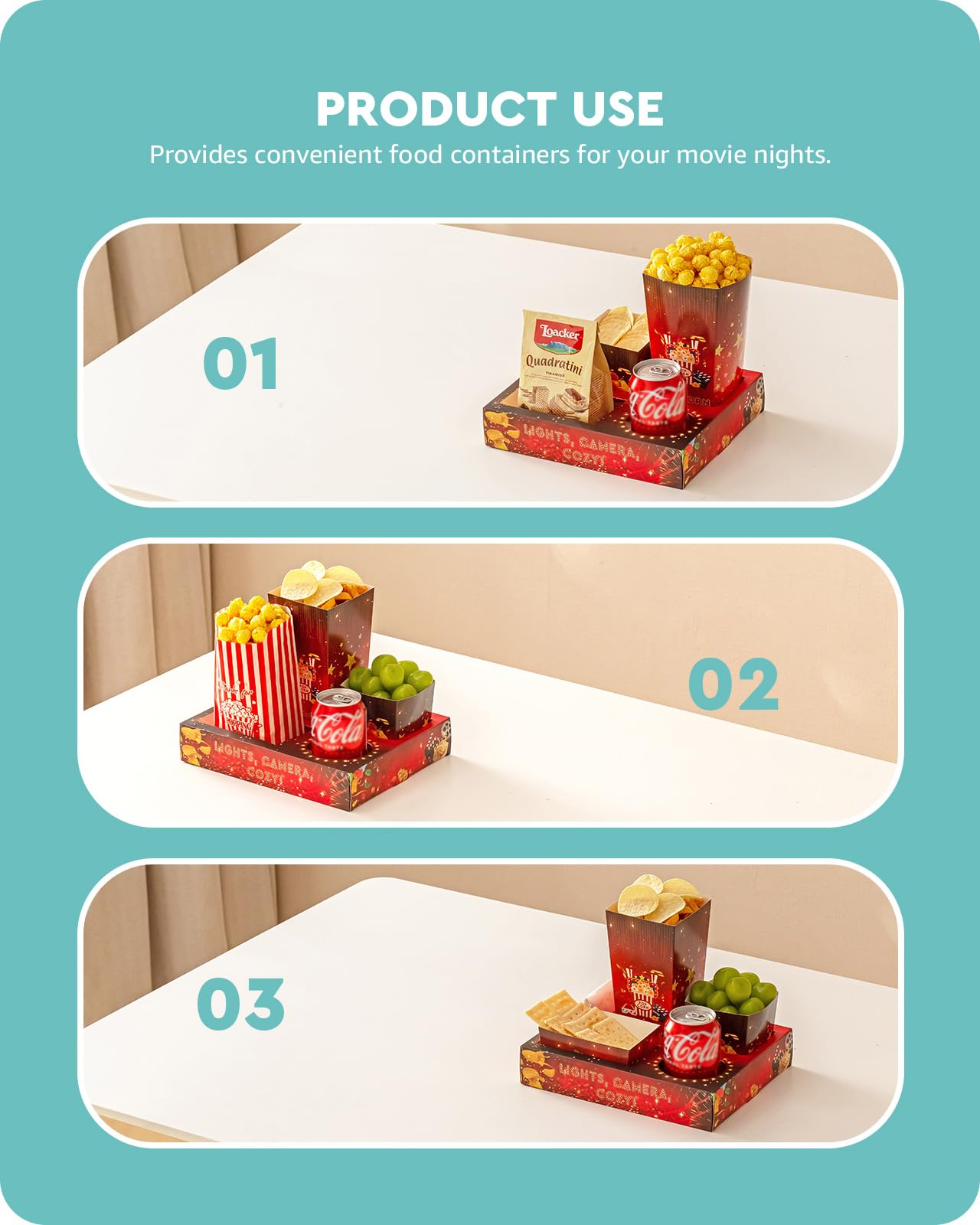 Baffect square snack bowls sturdy and grease-resistant for easy cleanup