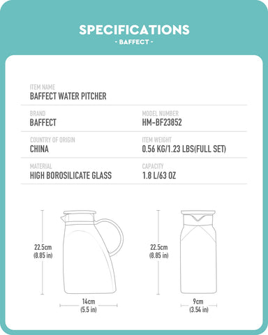 Baffect Water Pitcher cleaning brush included for easy maintenance