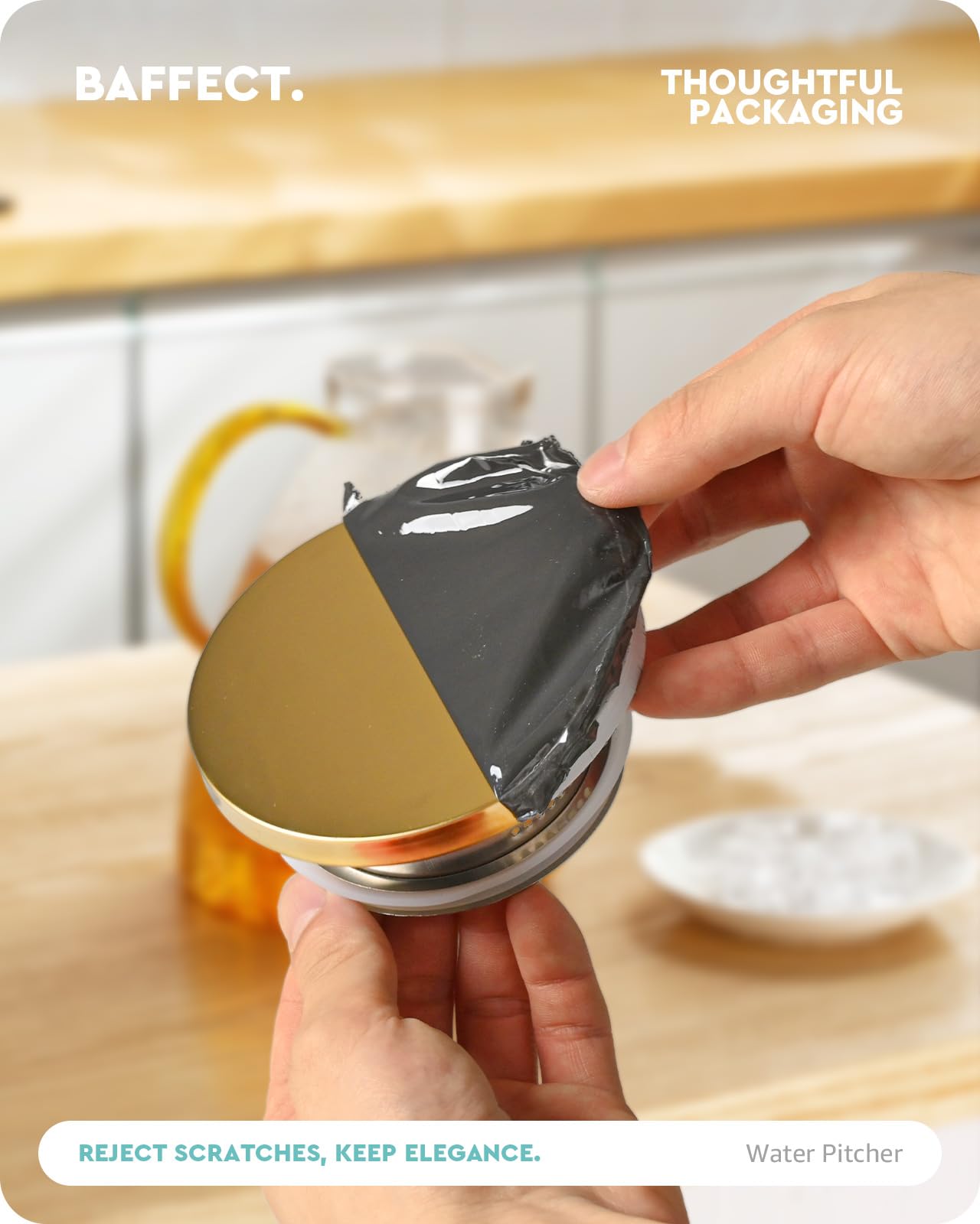 Baffect Water Pitcher pour spout enables smooth pouring with minimal spills