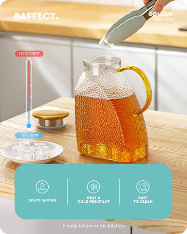 Baffect Water Pitcher stainless steel lid provides secure seal for refreshing drinks
