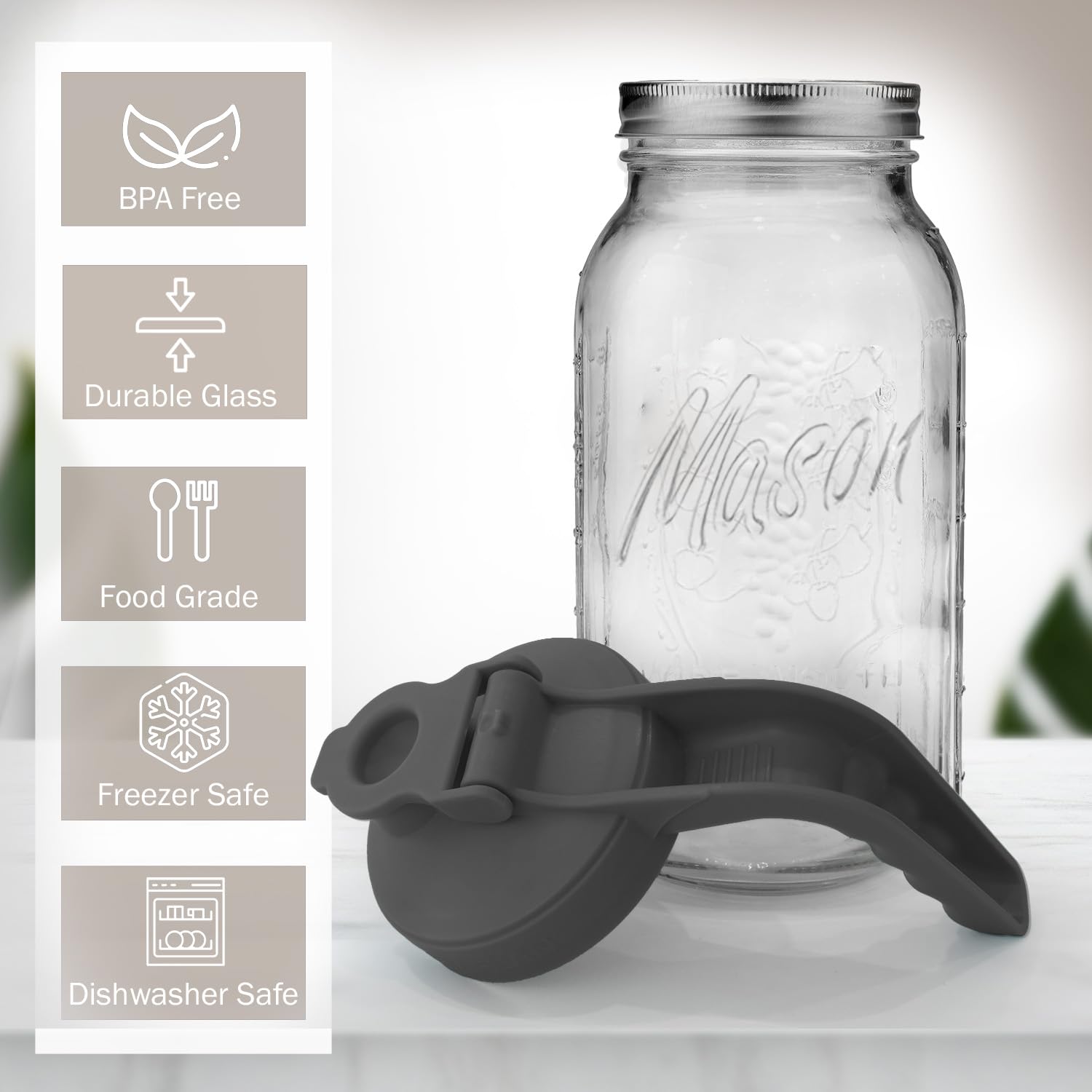 Baflan Mason Jar Pitcher airtight silicone seal keeps beverages fresh.