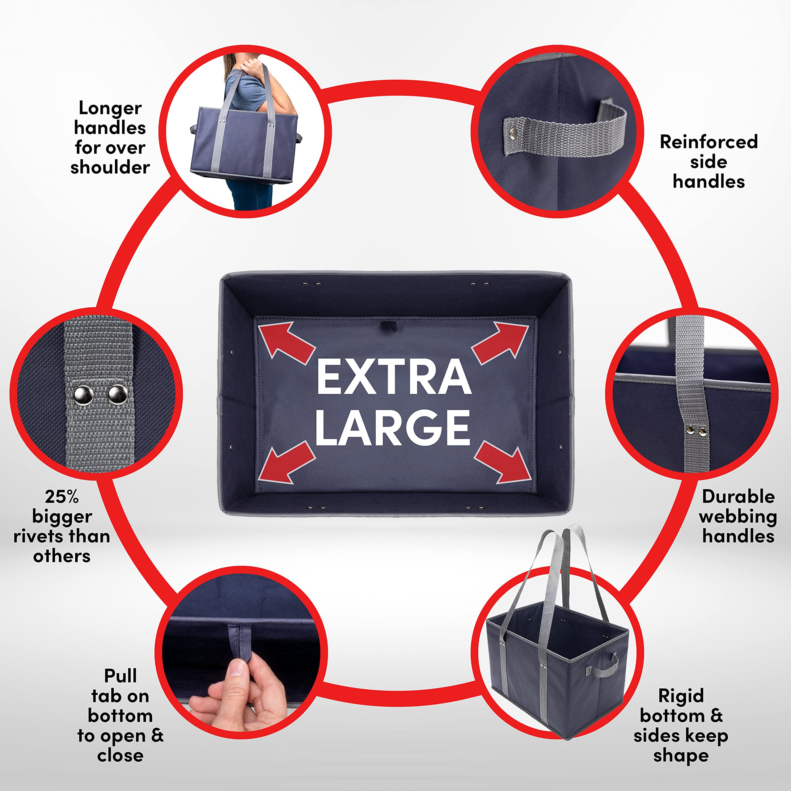 BAG-THAT! foldable flat storage for compact pantry or trunk storage.