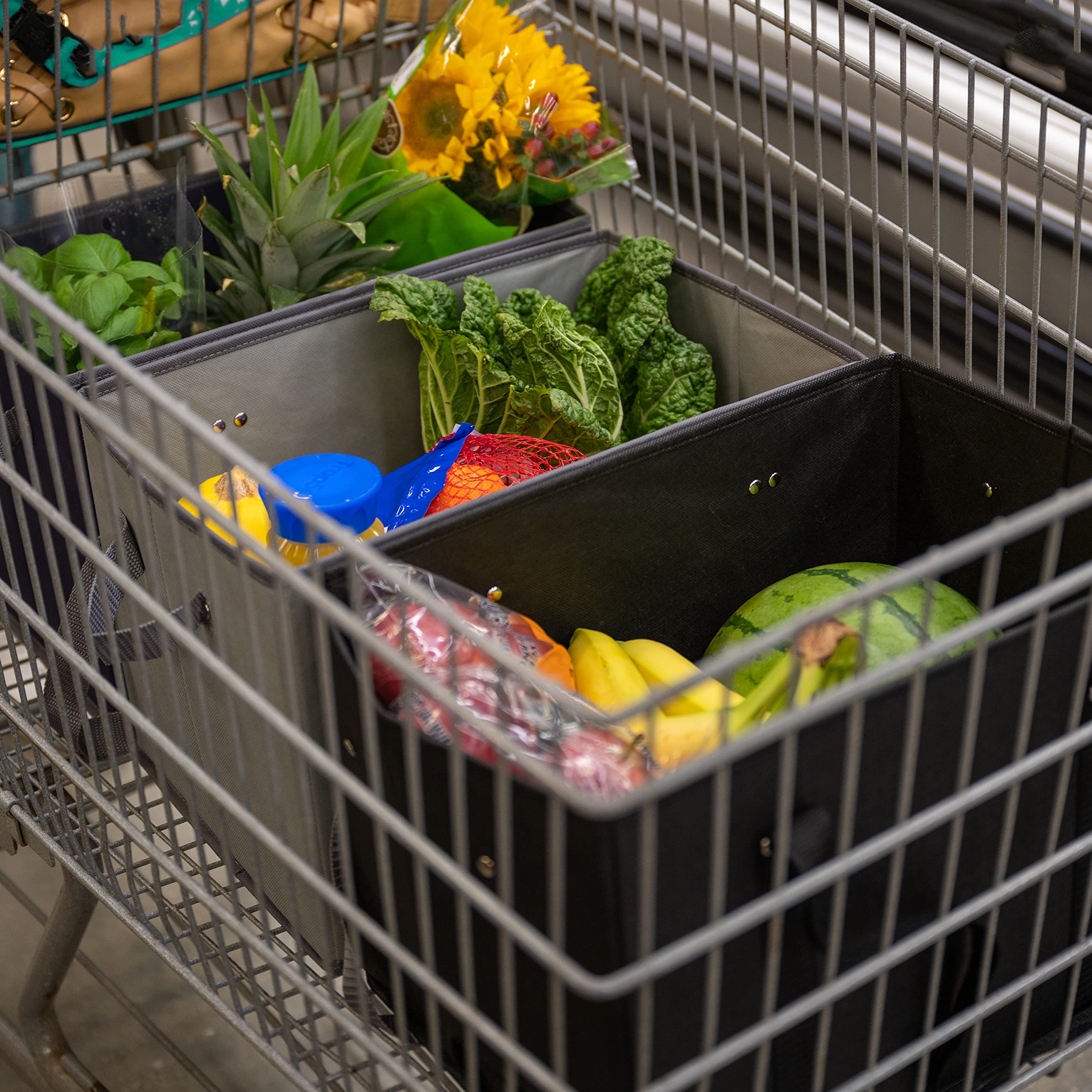 BAG-THAT trunk organizer keeps groceries organized during transit