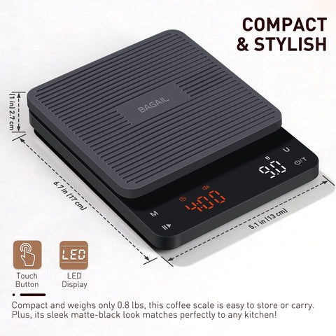 BAGAIL BASICS coffee scale silicone pad protects surfaces during brewing.