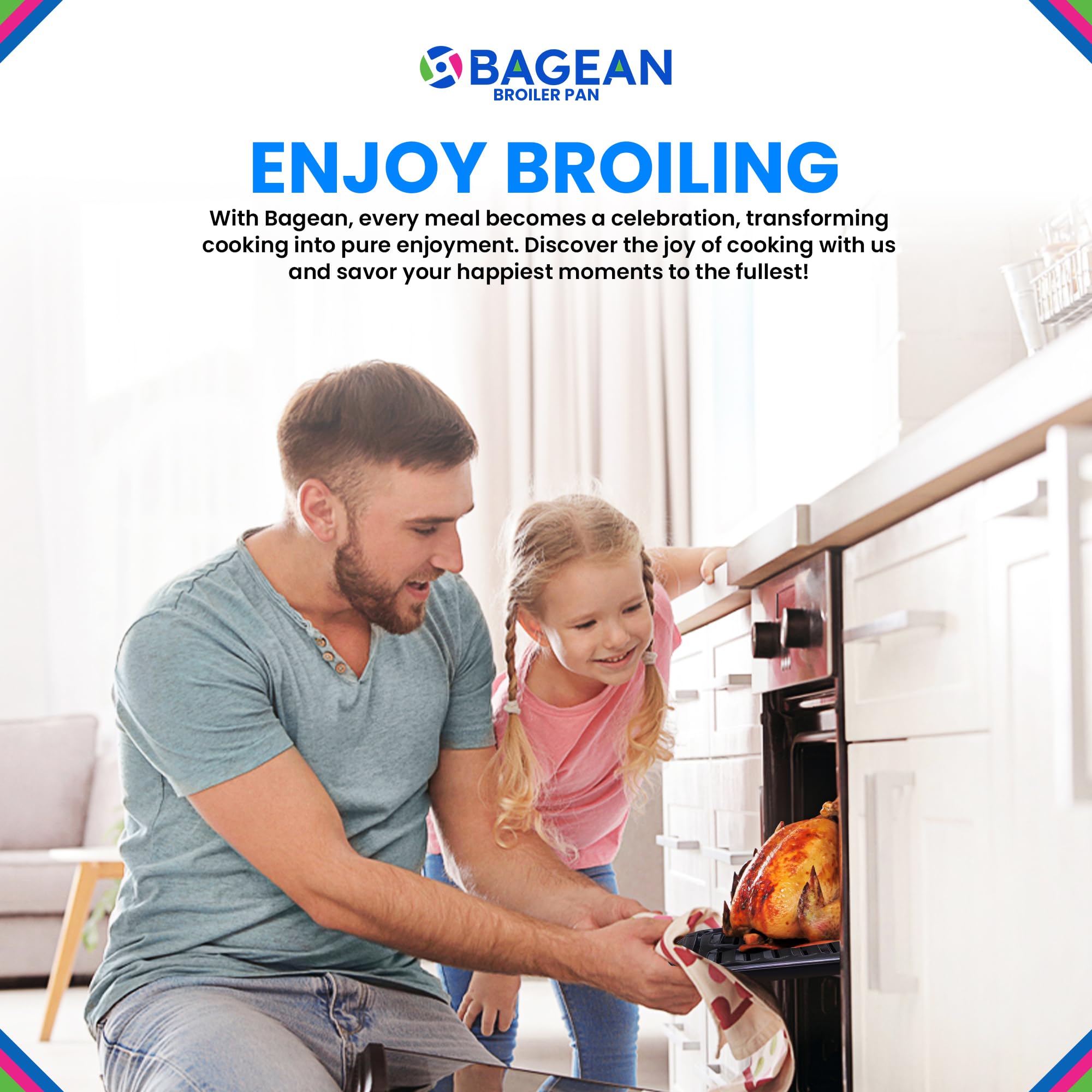 Bagean broiler pan durable porcelain build ensures long-lasting performance.
