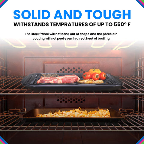 Bagean broiler pan highlights fat drainage for healthier meal prep.