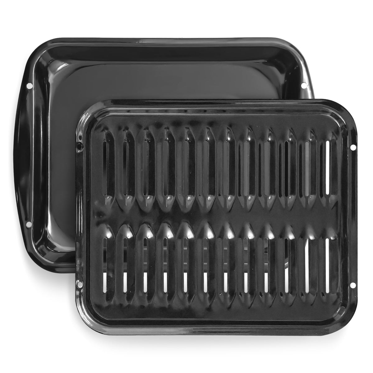 Bagean broiler pan with porcelain coating for even heat and crisp browning.