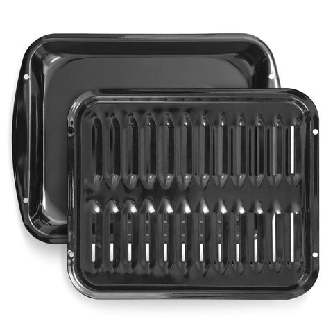 Bagean broiler pan with porcelain coating for even heat and crisp browning.