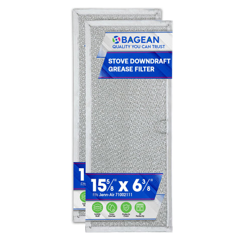 Bagean downdraft filter front view, fits 15.6 x 6.4 inch JennAir vent to protect the fan